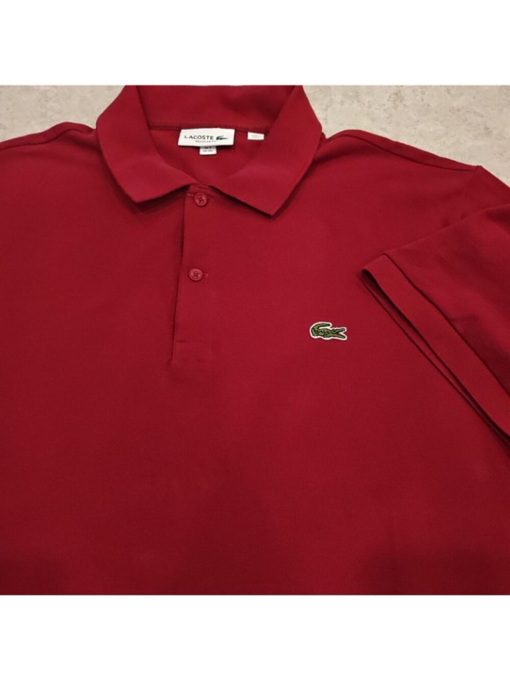 Lacoste Polo Shirt Mens 2XL Red Regular Fit Cotton Side Stripe Croc Logo Pique - Picture 5 of 12
